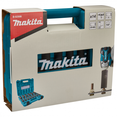 Smūginių sukimo antgalių komplektas Makita B-52308, 14 vnt., 1/2" 3