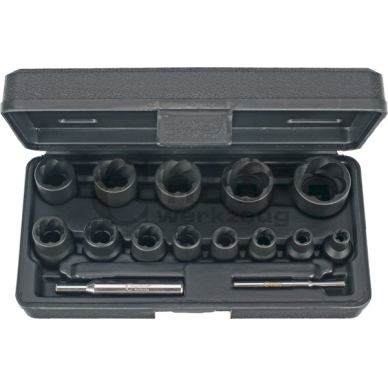 Spec. galvutės sugadintiems varžtams 1/4+1/2" 6-27mm 15 vnt.