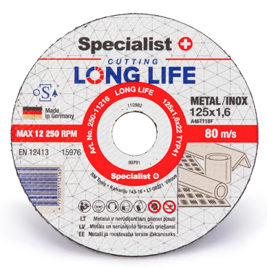 SPECIALIST+ metalo pj.diskas LONG LIFE, 125x1.6x22 mm 4