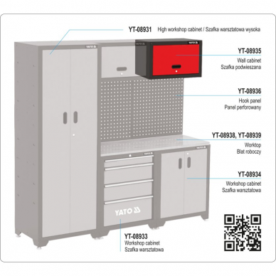 Pakabinama spintelė dirbtuvėms Yato, 66 x 30.5 x 41 cm 1