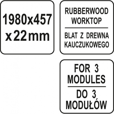 Medinis stalviršis trims apatinėms spintelėms Yato, 1980 X 457 X 25 mm 2