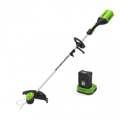 Akumuliatorinis trimeris Greenworks 60V 2.4mm gd60lt (su 2Ah akumuliatoriumi ir krovikliu)