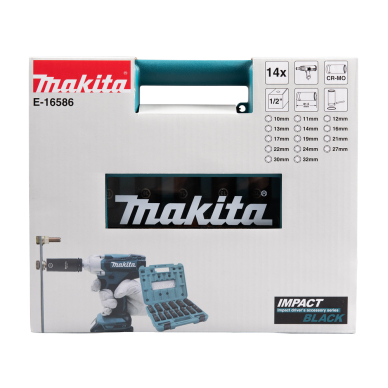 Sukimo antgalių komplektas Makita E-16586, 14 vnt. 1/2''x 81,5mm 4