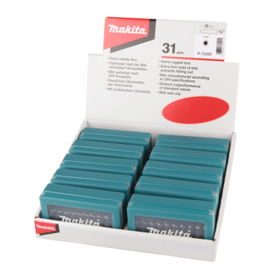 Sukimo antgalių komplektas Makita P-73352, 31 vnt. TX (T7;T8;T9;T10;T15;T20;T25;T27;T30;T40) 1