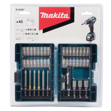 Sukimo antgalių komplektas Makita B-55697, 43 vnt. 25mm/75mm bits 4