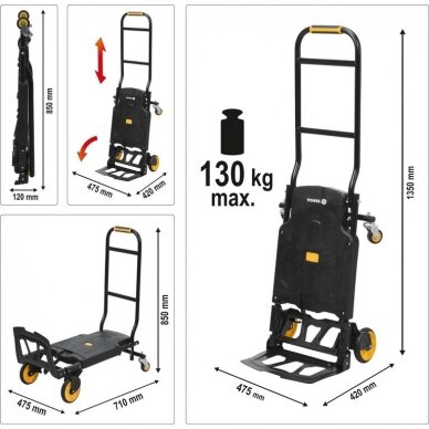 Sulankstomas transportavimo vežimėlis | 2 viename | keliamoji galia 130 kg (78663) 2