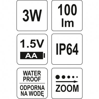 Šviesos diodų prožektorius LED CREE XPE 3W, 100x25mm (YT-08571) 2