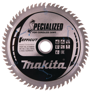 Pjovimo diskas Makita B-69858, EFFICUT 165X1.85X20mm, 10°, T60