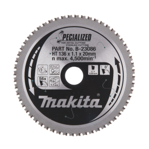 T.C.T. pjūklas SPECIALIZED 136X1.1X20mm 0° T56 Makita B-23086