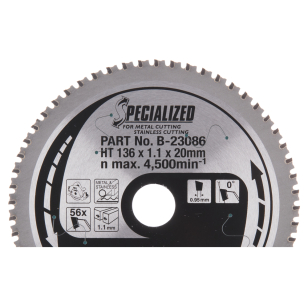 T.C.T. pjūklas SPECIALIZED 136X1.1X20mm 0° T56 Makita B-23086