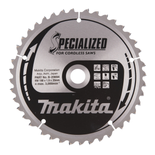 T.C.T. pjūklas SPECIALIZED Makita B-20694, 190X1.9X20mm -18° T40