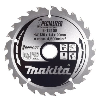 Pjovimo diskas Makita E-12108, 136X1.4X20mm, 23°, T25