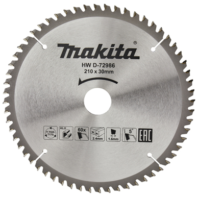 Pjovimo diskas Makita D-72986, 210X2.4X30mm, 5°, T60