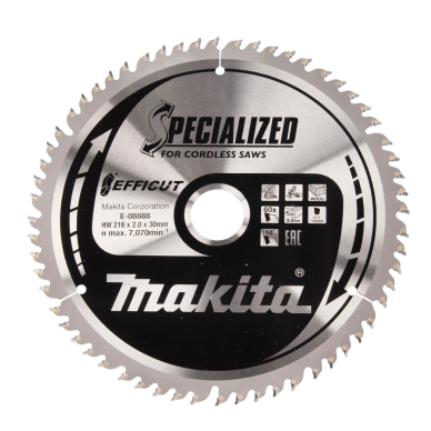 Pjovimo diskas Makita E-08888, 216X30X2,0mm, 10°, T60