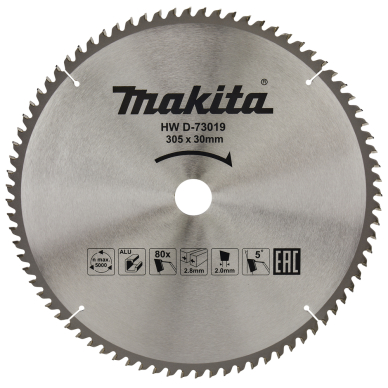 T.C.T. pjūklas 305X2.8X30mm 5° T80 Makita D-73019