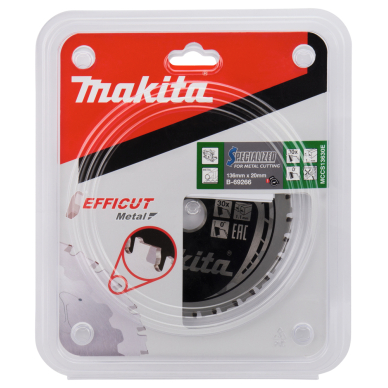 Pjovimo diskas Makita B-69266 EFFICUT METAL,136X1.1X20mm, 0°, T30 2