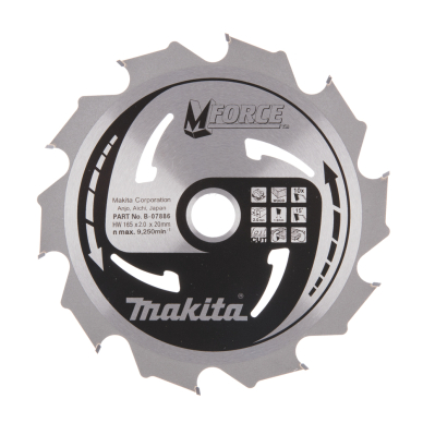 T.C.T. pjovimo diskas Makita B-07886, M-FORCE 165X2X20mm, 15°, T10 1