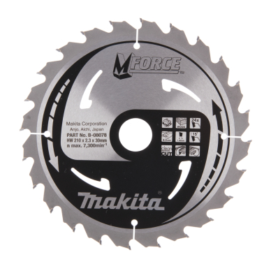 T.C.T. pjūklas M-FORCE 210X2.3X30mm 15° T24 Makita B-08078 1