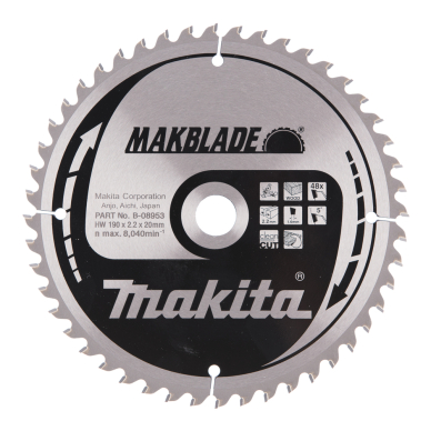 Pjovimo diskas Makita B-08953 MAKBLADE 190X2.2X20mm 5° T48 1