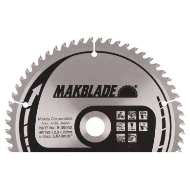 Pjovimo diskas Makita B-09042 MAKBLADE, 190X2X20mm, 5°, T60