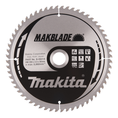 Pjovimo diskas Makita B-09014 MAKBLADE, 255X2.3X30mm, 5°, T60 1