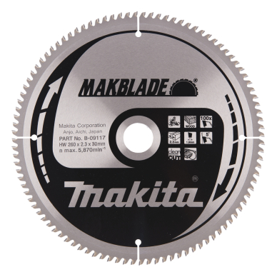 Pjovimo diskas Makita B-09117 MAKBLADE, 260X2.3X30mm, 5°, T100 1