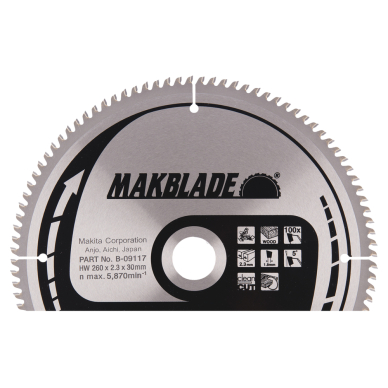 Pjovimo diskas Makita B-09117 MAKBLADE, 260X2.3X30mm, 5°, T100