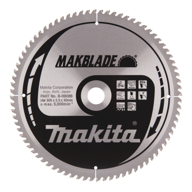 Pjovimo diskas Makita B-09086 MAKBLADE 305X2.3X30mm 5° T80 1