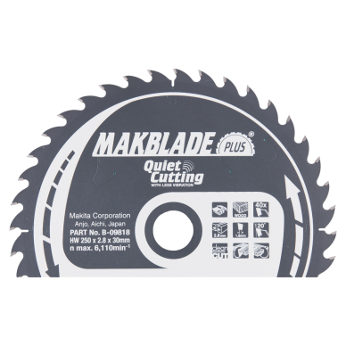 Pjovimo diskas Makita B-09818 MAKBLADE PLUS, 250X2.8X30mm, 20°, T40