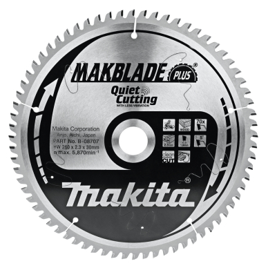 Pjovimo diskas Makita B-08707 MAKBLADE PLUS 260X2.3X30mm 5° T70