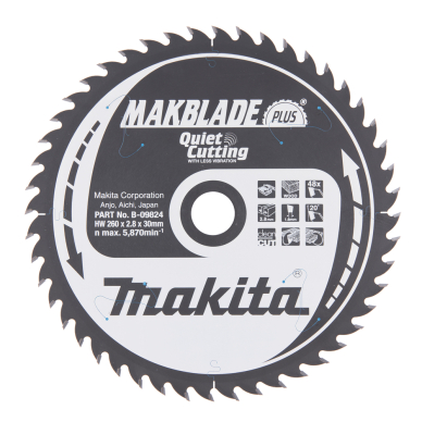 Pjovimo diskas Makita B-09824 MAKBLADE PLUS, 260X2.8X30mm, 20°, T48 1