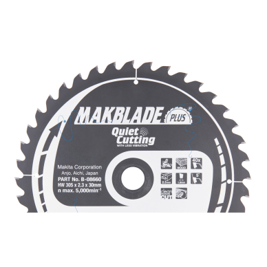 Pjovimo diskas Makita B-08660 MAKBLADE PLUS 305X2.3X30mm 5° T40