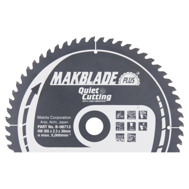 Pjovimo diskas Makita B-08713 MAKBLADE PLUS 305X2.3X30mm 5° T60