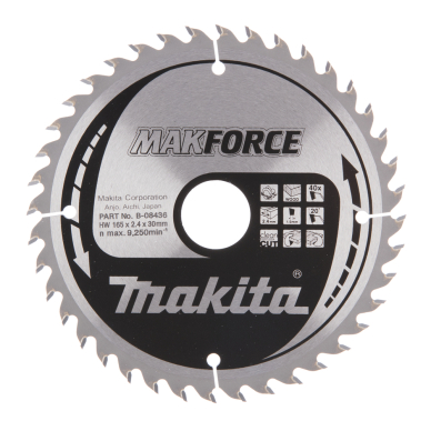 T.C.T. pjovimo diskas Makita B-08436, MAKFORCE 165X2.4X30mm, 20°, T40 1