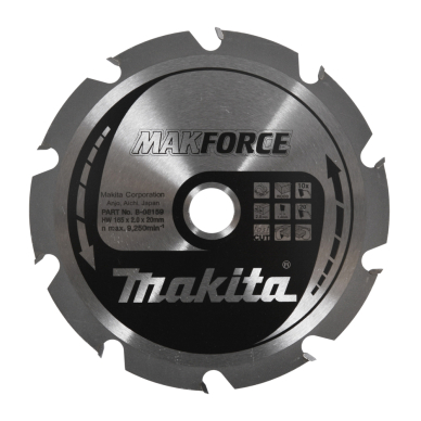 T.C.T. pjovimo diskas Makita B-08159, MAKFORCE 165X2X20mm, 20°, T10