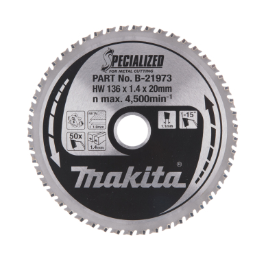 T.C.T. pjūklas Makita B-21973, SPECIALIZED 136X1.4X20mm -15° T50