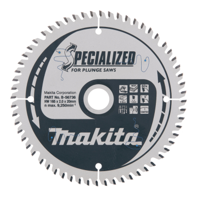 T.C.T. pjūklas SPECIALIZED 165X2X20mm 5° T60 Makita B-56736 1