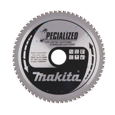 T.C.T. pjūklas SPECIALIZED 185X1.6X30mm 0° T64 Makita B-31669 1