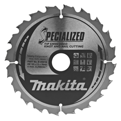 Pjovimo diskas Makita B-09416 SPECIALIZED, 185X2X30mm, 25°, T20