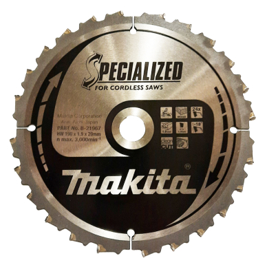 T.C.T. pjūklas SPECIALIZED Makita B-21967, 190X1.9X20mm -18° T24