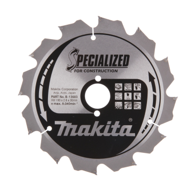 Pjovimo diskas Makita B-13683 SPECIALIZED, 190X2.6X30mm, 20°, T12  1