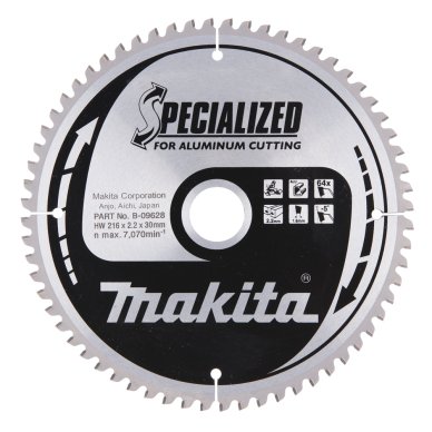 T.C.T. pjūklas SPECIALIZED 216X2.2X30mm -5° T64 Makita B-09628 1