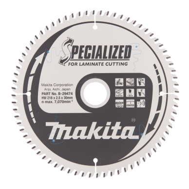 Pjovimo diskas Makita B-29474 SPECIALIZED, 216X2.5X30mm, 5°, T72 1