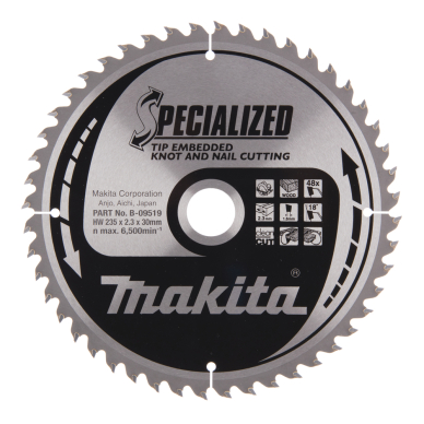 T.C.T. pjūklas SPECIALIZED 235X2.3X30mm 18° T48 Makita B-09519 1