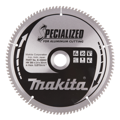 Pjovimo diskas Makita B-09662 SPECIALIZED, 260X2.4X30mm, -5°, T100 1