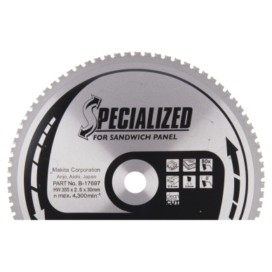 Pjovimo diskai Makita B-17697 SPECIALIZED, 355X2.6X30mm, 0°, T80