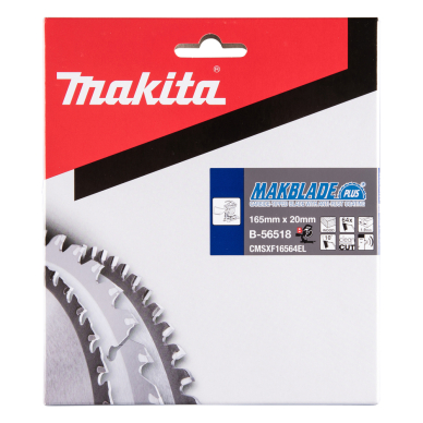 T.C.T. pjūklas MAKBLADE PLUS Makita B-56518, 165X1.9X20mm 10° T64 2