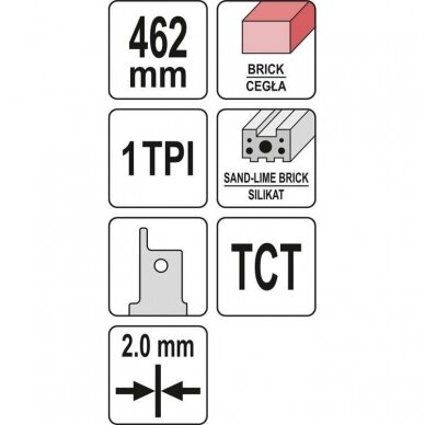 Tiesinio pjūklo geležtė Yato YT-33961, 462mm 2