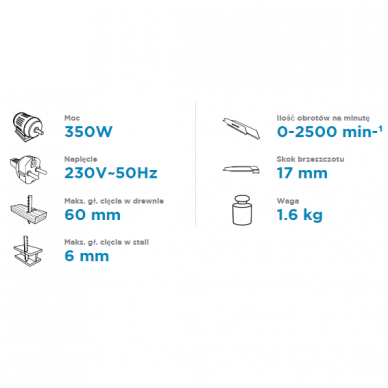 Tiesinis pjūklas Graphite 58G960, 350W 3