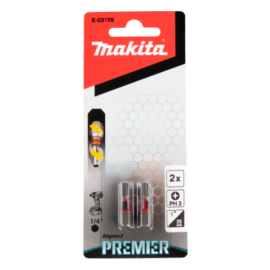 Torsion sukimo antgalis Makita E-03159, (C-form), PH3-25mm, 2vnt. Impact Premier 2